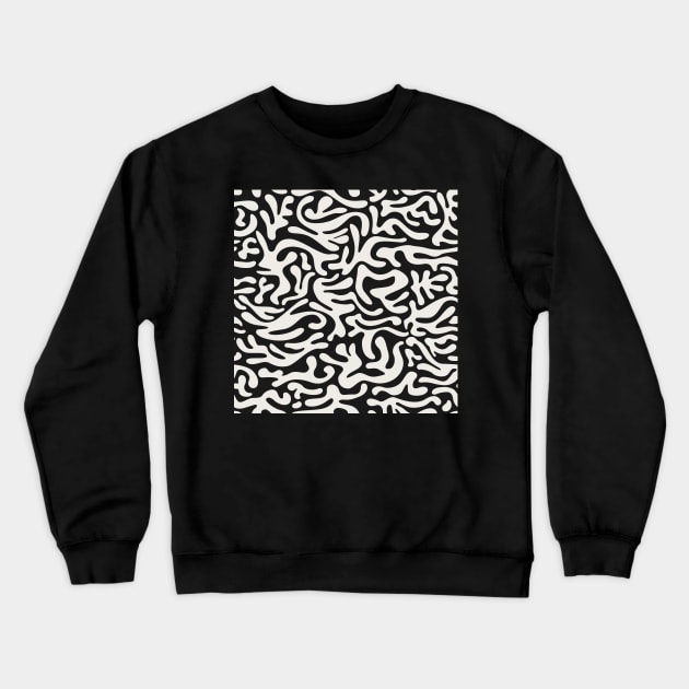 Black and Ivory Doodles / Minimal Pattern Crewneck Sweatshirt by matise